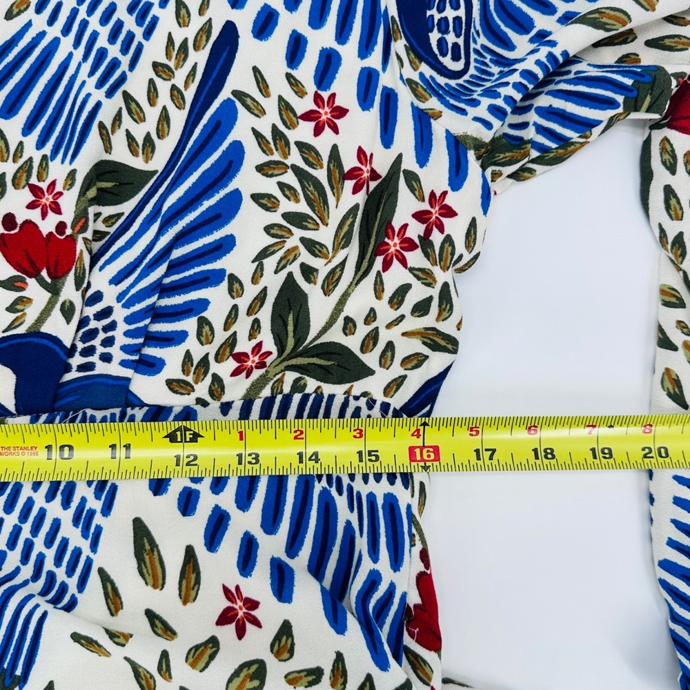 Farm Rio NWT Off-White Macaw Flight Maxi Dress Tropical Bird Print Long Sleeve L - Picture 13 of 16
